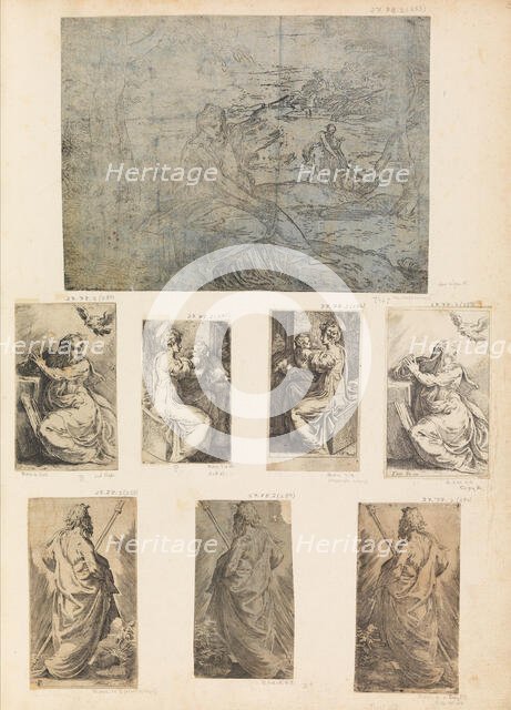 Flight into Egypt?, Virgin and Child, the Annunciation, a saint, n.d.  Creator: Andrea Schiavone.