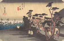 Tiger Rain at Oiso Station, ca. 1834., ca. 1834. Creator: Ando Hiroshige.