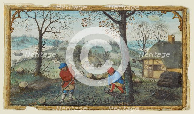 Gathering Twigs; Calendar Miniature from a Book of Hours, about 1550.  Creator: Simon Bening.