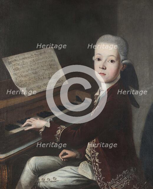 Count Carl Firmian at the harpsichord. Creator: Helbling, Franz Thaddäus (1737-1783).