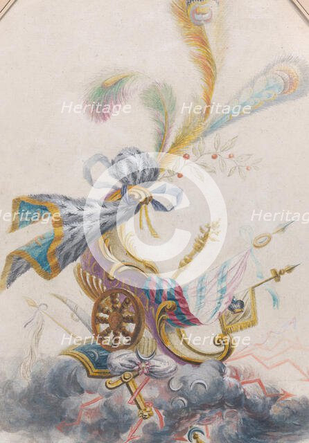 Design for a Lampas Silk with a Triumphal Chariot on a Cloud, ca. 1770-75. Creator: Philippe de Lasalle.