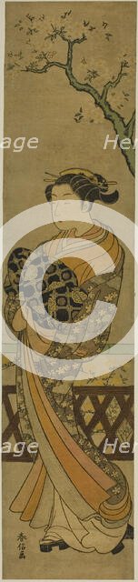 Courtesan Parading Beneath Cherry Tree, c. 1769/70. Creator: Suzuki Harunobu.