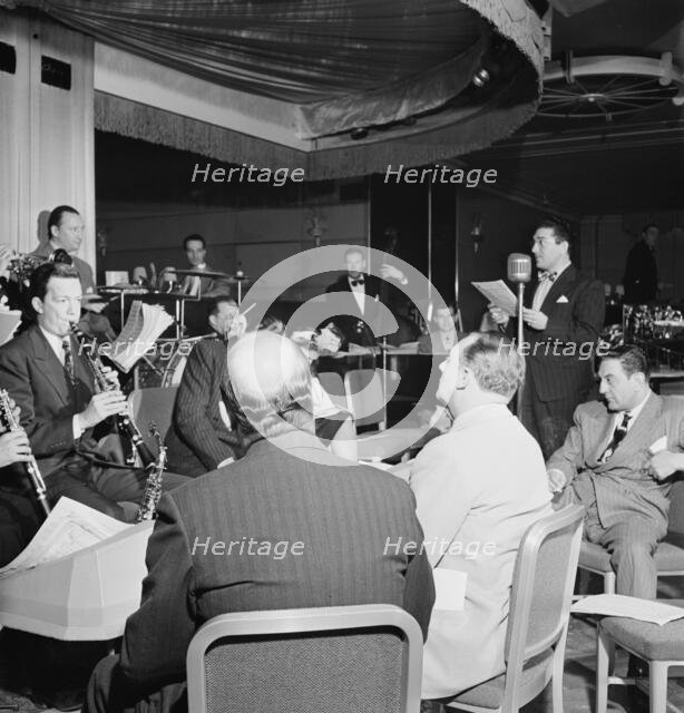 Portrait of Guy Lombardo and Don Rodney, Starlight Roof, Waldorf-Astoria, New York, ca. July 1947. Creator: William Paul Gottlieb.