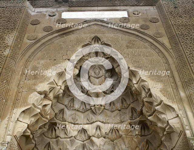 Architectural detail of the entrance, Agzikarahan-Hoca Mesut Caravanserai, Cappadocia, Turkey, 1999. Creator: LTL.