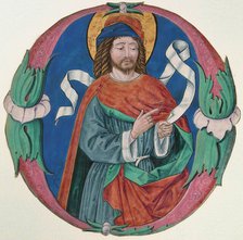 Manuscript Illumination with the Figure of a Saint in an Initial O, Italian, ca. 1480. Creator: Unknown.