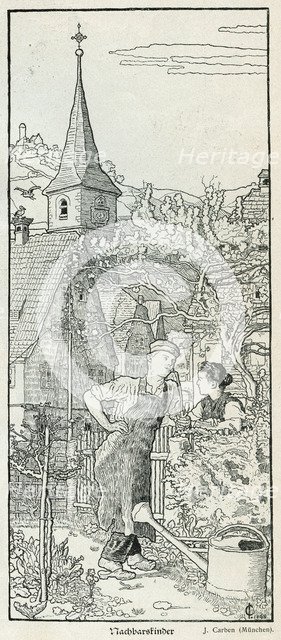 Finding a neighbour, 1898. Artist: J Carben