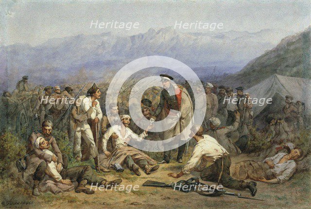 After the battle. Scene from the Crimean war, 1862.