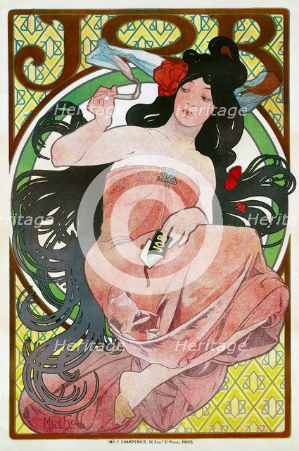 Advertising Poster for the tissue paper Job, 1896. Artist: Mucha, Alfons Marie (1860-1939)