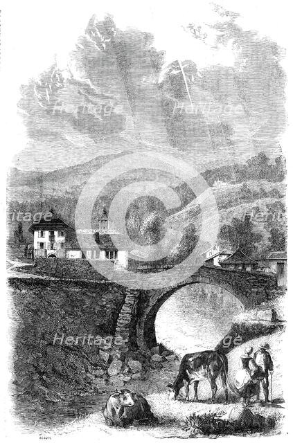 The Village and Bridge of Sallenches, Savoy, 1860. Creator: Jean Adolphe Beauce.