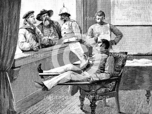 The Portuguese in Africa: steam-ship passengers waiting for passports at Delagoa Bay, 1890. Creator: R. Taylor.