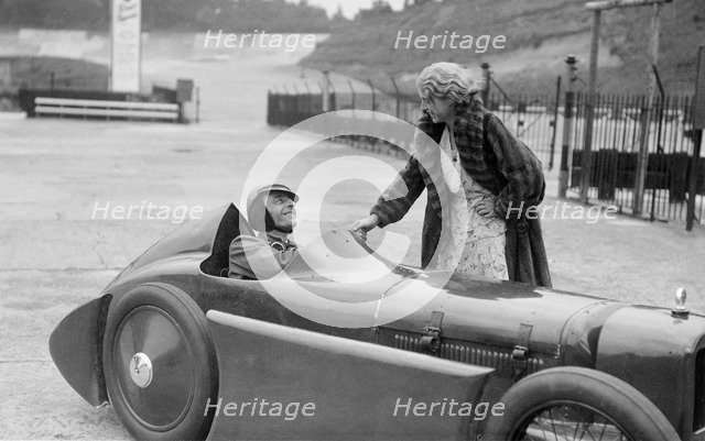 Leon Cushman's Austin 7 racer at Brooklands for a speed record attempt, 8 August 1931. Artist: Bill Brunell.