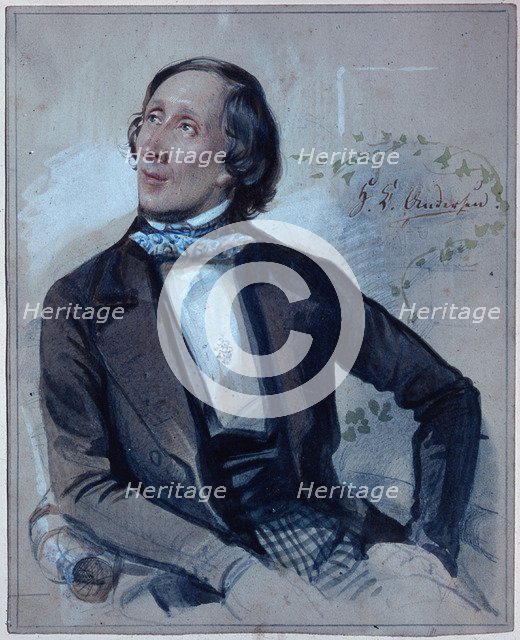 Hans Christian Andersen, 1845. Artist: Hartmann, Carl (1818-1857)