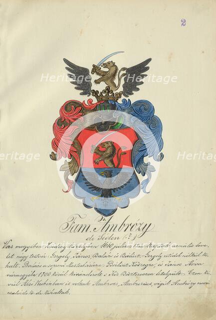 Coat of arms of the Ambrozy family, 1904-1910. Creator: Adolf Medzihradsky.