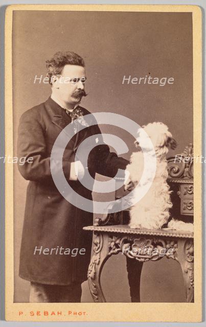 Portrait of a Man and His Dog, c. 1880. Creator: Pascal Sébah (Turkish, 1823-1886).