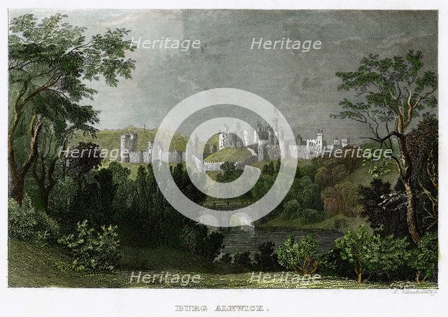 Alnwick Castle, Northumberland, 18th-19th century.Artist: L Kunstvortag