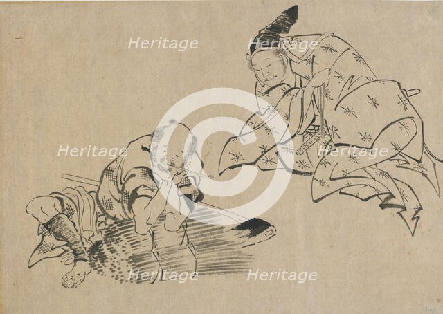 Peasant and noble, late 18th-early 19th century. Creator: Hokusai.