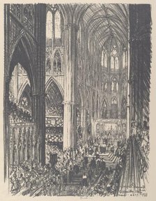 Coronation of King George V and Queen Mary in Westminster Abbey, 1911. Creator: Joseph Pennell.