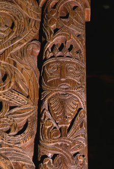 Detail of carving of Stave Church from Gol in Hallingdal, built c1200. Artist: Unknown.