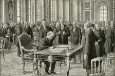 'The Prime Minister of Great Britain Signing the Peace Treaty', 1919. Creator: Unknown.