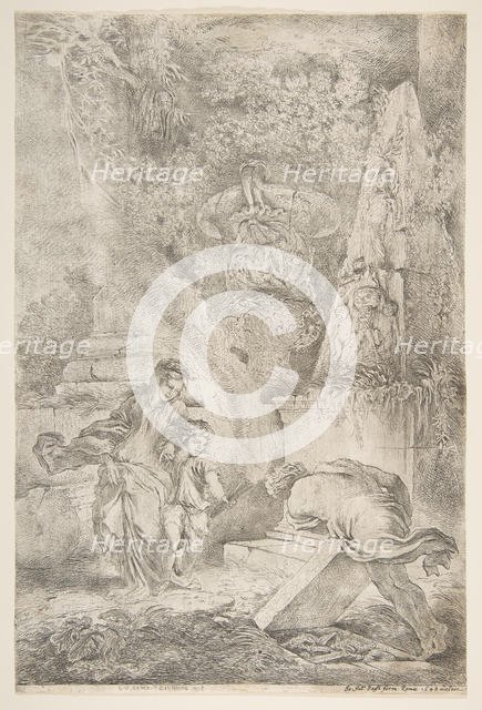 Theseus finding his father's arms, 1645 (published 1648). Creator: Giovanni Benedetto Castiglione.