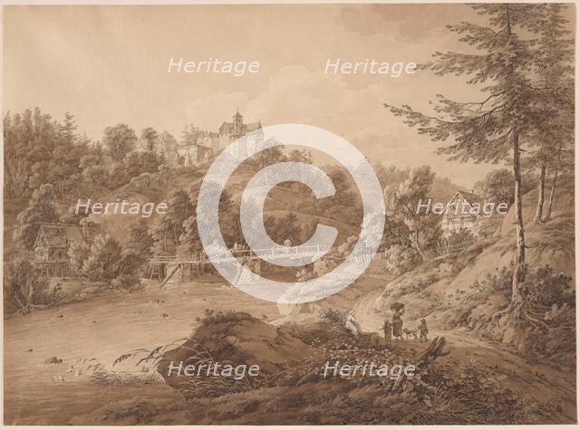 Rauenstein Castle Seen from the River's Edge, c. 1800. Creator: Adrian Zingg.