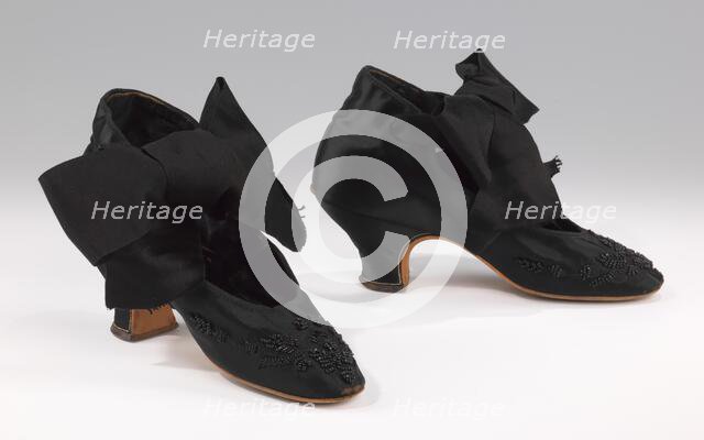 Evening shoes, French, 1875-85. Creator: Unknown.