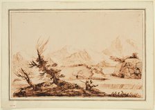 Mountainous Landscape with Figures, 18th century. Creator: Unknown.