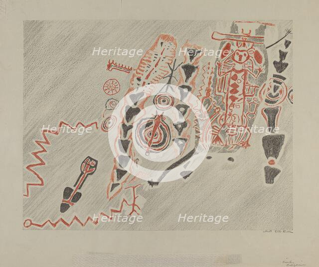 Petroglyphs - Human Figures, 1935/1942. Creator: Lala Eve Rivol.