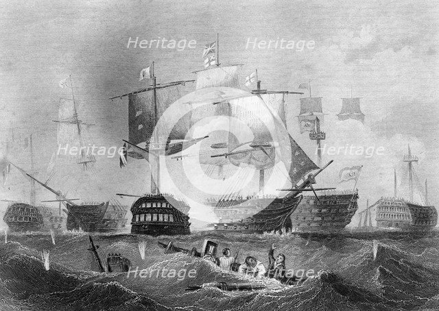 The Battle of Trafalgar, 21 October 1805 (c1857).Artist: Albert Henry Payne