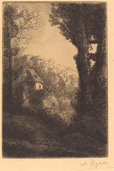 Farm on a Hillside in Sunlight (La ferme du coteau; Effet de soleil sur le coteau). Creator: Alphonse Legros.