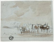 Cattle in Water, 18th century. Creator: Unknown.