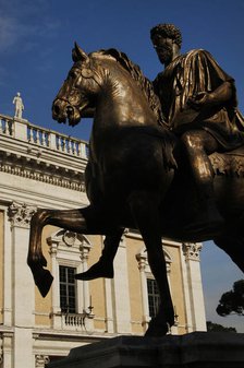 Equestrian statue of Marcus Aurelius (121-180), Roman emperor, Campidoglio Square, Rome, Italy, 2009 Creator: LTL.