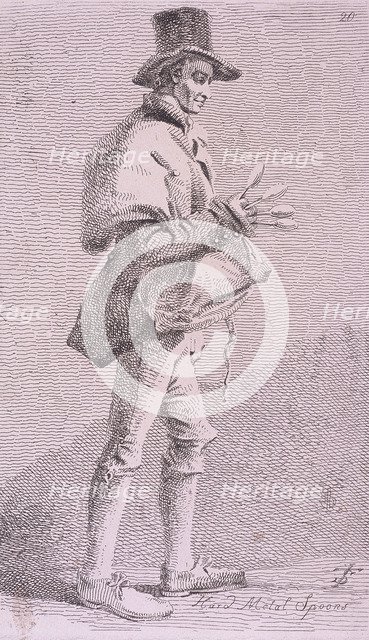 'Hard Metal Spoons', Cries of London, 1819. Artist: John Thomas Smith