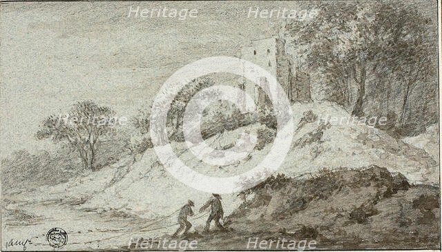 Landscape with Two Figures and Castle on Hill, n.d. Creator: Allart van Everdingen.