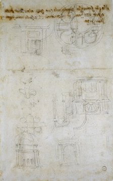 Sketch showing Studies for St Peter's, c1490-1560. Artist: Michelangelo Buonarroti.