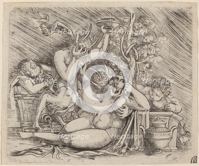 Bacchanalian Scene with Satyrs and a Maenad, c. 1515. Creator: Master of 1515.