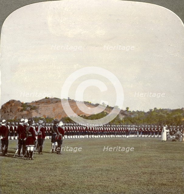 Receiving the colours inside the square, India, 1900s.Artist: Underwood & Underwood