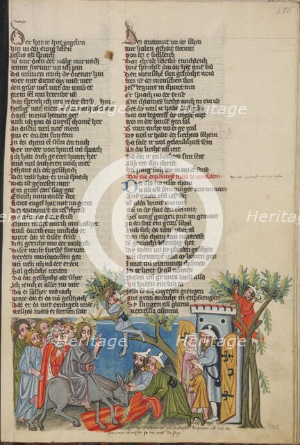 The Entry into Jerusalem; Weltchronik, about 1400-1410. Creator: Unknown.