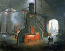 James Nasmyth's steam hammer erected in his foundry near Manchester in 1832. Artist: James Nasmyth