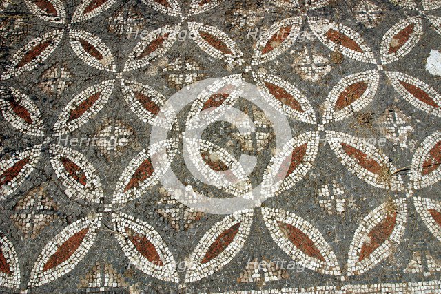 Mosaic floor, ruins of the Basilica of Ayia Trias, Famagusta, North Cyprus.