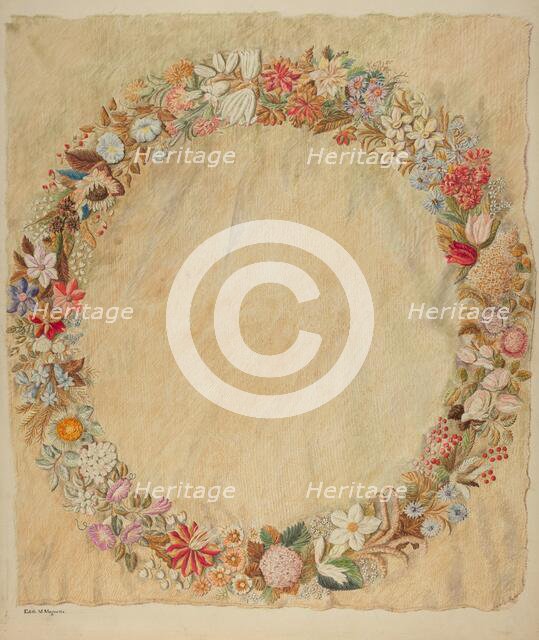 Crewel Embroidery for Table, 1941. Creator: Edith Magnette.