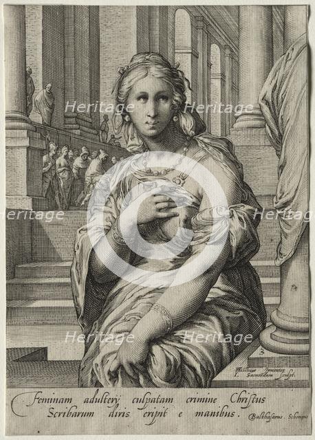 Heroines of the New Testament: The Woman Taken in Adultery. Creator: Jan Saenredam (Dutch, 1565-1607).