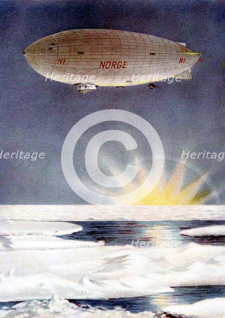 Amundsen's airship, the 'Norge', over the North Pole, 1926. Creator: Unknown.