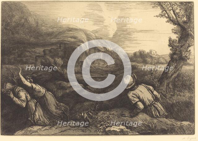 Fire in the Hamlet (L'incendie du hameau). Creator: Alphonse Legros.