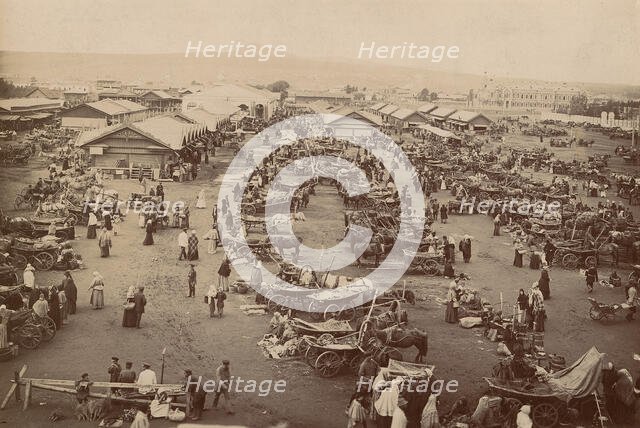 Bazaar on Novobazarnaya Square, 1905. Creator: Unknown.