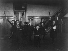 Female students exercising with bowling pins, Western High School, Washington, D.C., (1899?). Creator: Frances Benjamin Johnston.