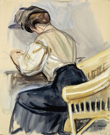 Woman Writing, 1915. Creator: Verner Thome.