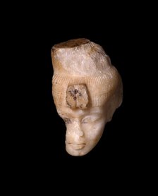 Head From a Shabti (Funerary Figurine) of Queen Tiye, Egypt, New Kingdom, Dynasty 18, Reign... Creator: Unknown.