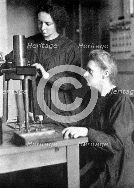 Marie Curie, Polish-born French physicist and her daughter Irene, 1925. Artist: Unknown