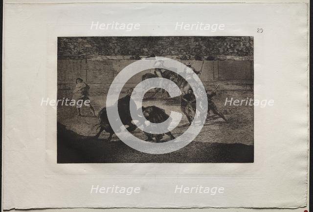 Bullfights: Pepe Illo Making the Pass of the "Recorte", 1876. Creator: Francisco de Goya (Spanish, 1746-1828).